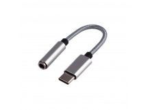 Переходник AUX GoPower Jack 3.5mm (f)-Type-C (m) 0.1м с ЦАП Premium Zip-Lock c подвесом белый (1/250