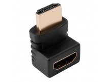Переходник GoPower HDMI (m)-HDMI (f) угловой 4K 60Hz черный в пакете (1/500)