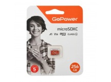 Карта памяти microSD GoPower 256GB Class10 UHS-I (U3) 100 МБ/сек V30 без адаптера