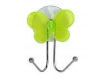 Крючки Рыжий кот W2065-1 "Бабочка" присоска 9.7х3.6см двойной 1шт. зеленый (1/12/48)