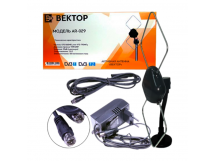 ТВ-Антенна комнатная Вектор AR-029 активная с питанием с усилителем DVB-T/T2 (1/10)