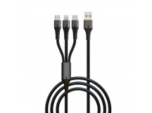 USB кабель 3в1 (Lightning,шт.USB -Type-C, Type-C) 1,2м, чёрный GP21-3-1-1.2M "GoPower"