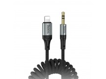 Кабель AUX "3,5 мм" Jack - Lightning Hoco UPA33A (1.5 м) Черный