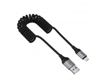 Кабель USB - MicroUSB Hoco X121 (2.4A, 1.5 м, пружина) Черный