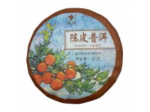 Чай Пуэр Шу 357гр 2024г с цедрой Мандарина фабрика Гу И блин Черный