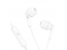 Наушники внутриканальные HOCO M121 Bright, кнопка ответа, микрофон, 3.5mm, цвет: белый (1/1000)