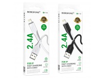 Кабель USB - 8 pin Borofone BX119, 1.0м, круглый, ПВХ, 2.4А, цвет: белый (1/360)
