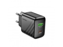 Блок питания сетевой 1 USB, 1 Type-C HOCO CS25A Rico, 3.0A, PD20Вт, цвет: чёрный (1/32/192)