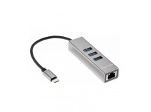 Переходник USB 3.1 Type-C(M)--> RJ-45+3*USB 3.0(f) Aluminum Shell VCOM <DH311A> (1/150)