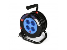 Удлинитель на катушке 4 гнезда 10м,с заземлением и предохранителем ПВС 3*1,5 16А/3,5кВт