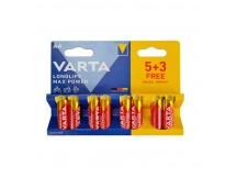 Батарейка Varta LONGLIFE MAX POWER (MAX TECH) LR6 AA BL5+3 Alkaline 1.5V (4706) (8/160)