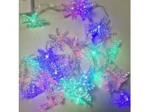 Гирлянда Космос "Снежинки" 30LED 4.4м микс нить 8 режимов прозрачн.насадки ассорти