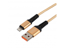 Кабель GoPower GP02L USB (m)-Lightning (m) 1м 2.4A нейлон золотой (1/200/800)