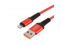 Кабель GoPower GP02L USB (m)-Lightning (m) 1м 2.4A нейлон красный (1/200/800)