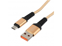 Кабель GoPower GP02M USB (m)-microUSB (m) 1м 2.4A нейлон золотой (1/200/800)