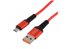 Кабель GoPower GP02M USB (m)-microUSB (m) 1м 2.4A нейлон красный (1/200/800)