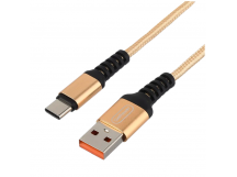 Кабель GoPower GP02T USB (m)-Type-C (m) 1м 2.4A нейлон золотой (1/200/800)
