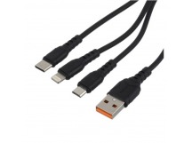 Кабель GoPower GP05-3-1 USB (m)-2хType-C/Lightning/microUSB (m) 1м черный (1/200/800)