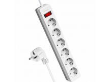 Сетевой фильтр Космос 6р.С/З 16A 3.0м ПВС 3x1мм² с выкл. белый (1/20)