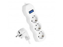 Удлинитель Космос 3р.С/З 10A 3.0м с выкл. ПВС 3х0.75мм² IP20 белый (1/35)