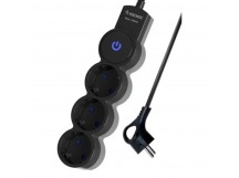 Удлинитель Космос 3р.С/З 10A 3.0м с выкл. ПВС 3х0.75мм² IP20 черный (1/35)