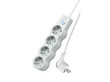 Удлинитель Космос 4р.С/З 10A 1.5м с выкл. ПВС 3х0.75мм² IP20 белый (1/30)