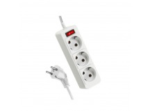 Удлинитель Космос 3р.С/З 10A 3.0м с выкл. ПВС 3x0.75мм² белый (1/30)