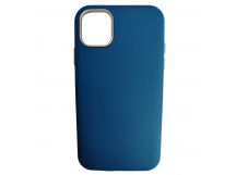 Чехол пластиковый iPhone 11 ЭкоКожа с оободком синий