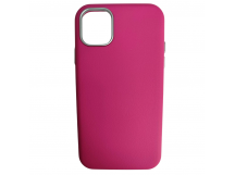 Чехол пластиковый iPhone 11 ЭкоКожа с оободком фуксия