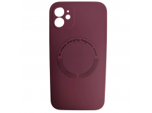 Чехол силиконовый iPhone 11 Magsafe с защитой камеры бордовый