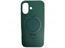 Чехол силиконовый iPhone 17 MagSafe цветной с кольцом темно-зеленый