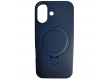 Чехол силиконовый iPhone 17 MagSafe цветной с кольцом синий