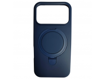 Чехол силиконовый iPhone 17 Pro MagSafe цветной с кольцом синий