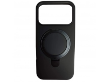 Чехол силиконовый iPhone 17 Pro MagSafe цветной с кольцом черный