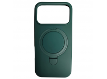 Чехол силиконовый iPhone 17 Pro Max MagSafe цветной с кольцом темно-зеленый