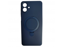 Чехол силиконовый Samsung A07 MagSafe цветной с кольцом синий