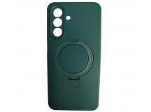 Чехол силиконовый Samsung A17/A26 MagSafe цветной с кольцом зеленый