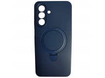 Чехол силиконовый Samsung A17/A26 MagSafe цветной с кольцом синий