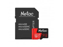 MicroSDXC  512GB  Netac  P500  Extreme Pro Class 10 UHS-I A1 V30 (100 Mb/s) + SD адаптер