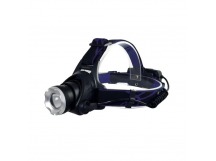 Фонарь SMARTBUY SBF-HL024 налобный, аккумуляторный, 5 Вт, 220Лм, металл, 3 режима, коллим. линза+зум луча, IPx54, верхний ремешок, черный (1/50)