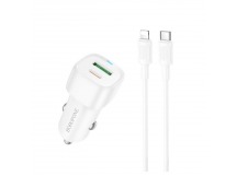 Автомобильное ЗУ BOROFONE BZ34B + кабель Lightning/Type-C (USB QC3.0/PD 20W) белое