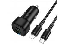 Автомобильное ЗУ BOROFONE BZ34B + кабель Lightning/Type-C (USB QC3.0/PD 20W) черное
