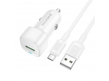 Автомобильное ЗУ BOROFONE BZ34 + кабель Micro USB (USB/QC 3.0/18W) белое
