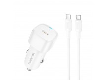 Автомобильное ЗУ BOROFONE BZ34A + кабель Type-C/Type-C (PD/20W) белое