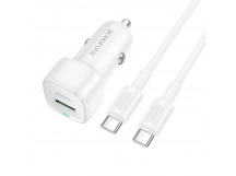 Автомобильное ЗУ BOROFONE BZ34B + кабель Type-C/Type-C (USB QC3.0/PD 20W) белое
