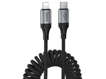 Кабель Type-C - Lightning Hoco X121 (3A, 27W, PD, 1.5 м, пружина) Черный