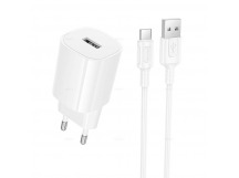 Сетевой адаптер питания BOROFONE BA101A 1USB 2.1A + кабель Type-C (белый)
