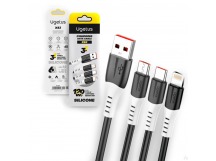 Кабель USB UGETUS X83 3 в 1 для iPhone/Micro/Type C (черный) 1.2m