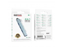 Адаптер-Хаб Borofone FH1 (USB - USB2.0*3+USB3.0) серый металлик