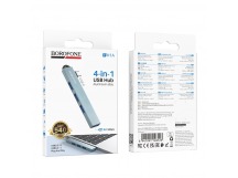 Адаптер-Хаб Borofone FH1A (Type-C - USB2.0*3+USB3.0) серый металлик